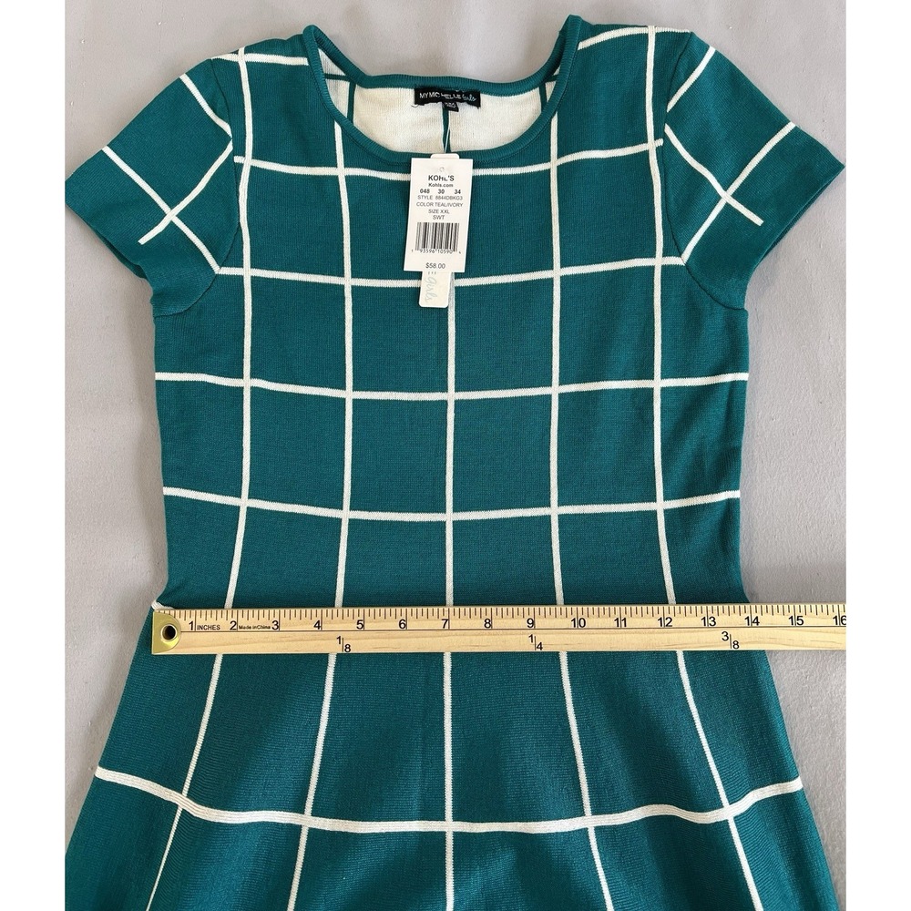 My Michelle Girls Green‎ & White Plaid Short Sleeve Dress Sz XXL Girls NWT - Picture 5 of 11